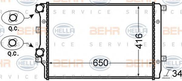Радіатор, охолодження двигуна BEHR HELLA SERVICE 8MK 376 726-701