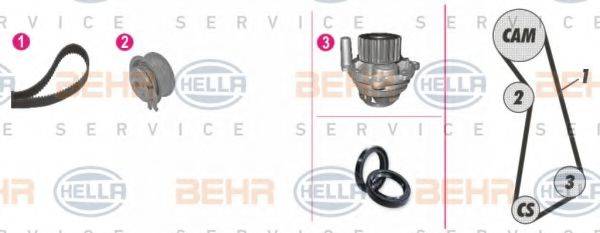 BEHR HELLA SERVICE 8MP376801801 Водяной насос + комплект зубчатого ремня