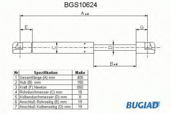 Амортизатор багажника BUGIAD BGS10624