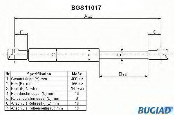 Амортизатор капота BUGIAD BGS11017