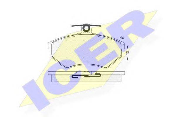 Комплект гальмівних колодок, дискове гальмо ICER 181012