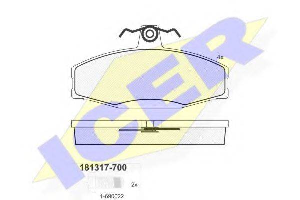 ICER 181317700 Комплект гальмівних колодок, дискове гальмо