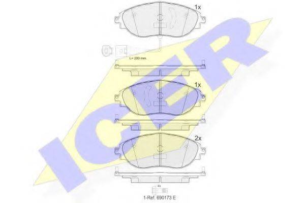 ICER 182018 Комплект гальмівних колодок, дискове гальмо