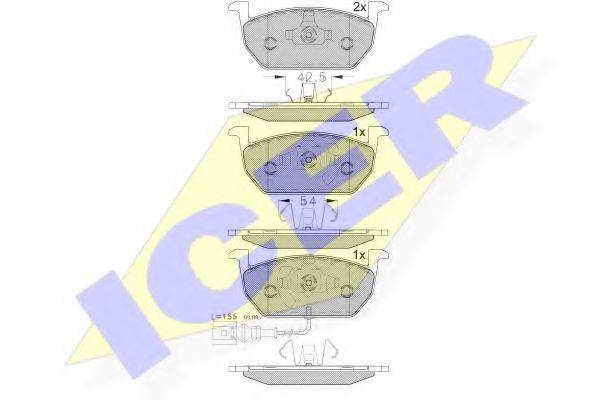 Комплект гальмівних колодок, дискове гальмо ICER 182189