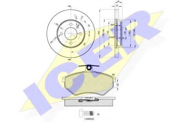 Комплект гальм, дисковий гальмівний механізм ICER 31011-3790