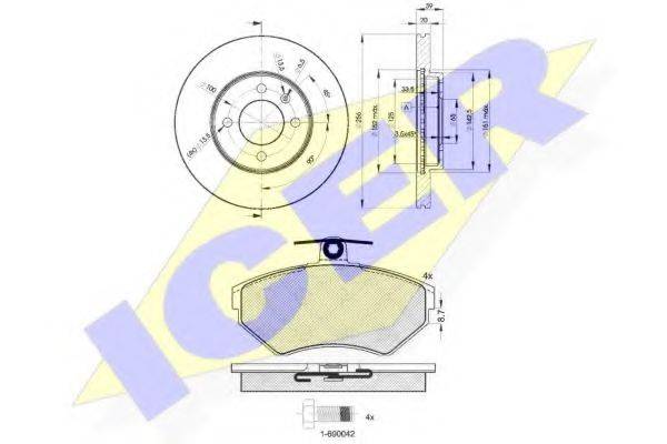 Комплект гальм, дисковий гальмівний механізм ICER 31156-3790