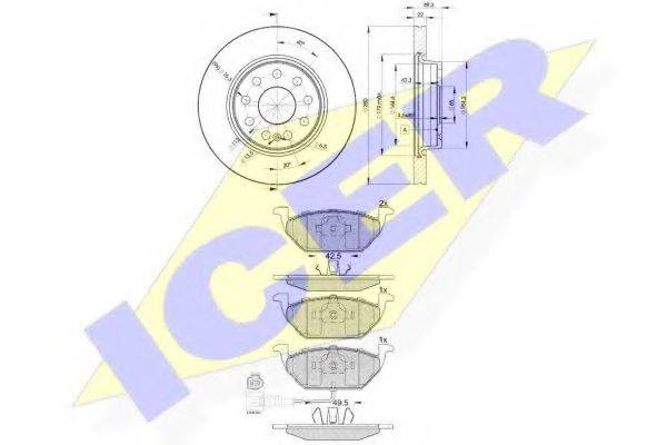 Комплект гальм, дисковий гальмівний механізм ICER 31349-5614