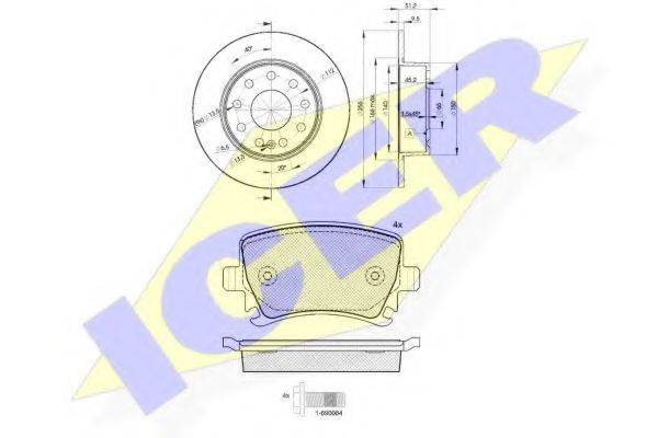ICER 316005616 Комплект тормозов, дисковый тормозной механизм