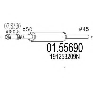 Передглушувач вихлопних газів MTS 01.55690