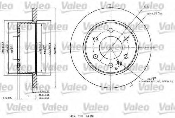 гальмівний диск VALEO 187142