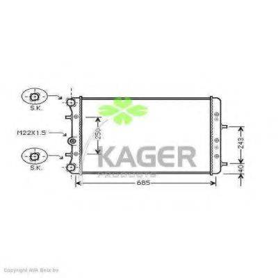 Радіатор, охолодження двигуна KAGER 31-0996