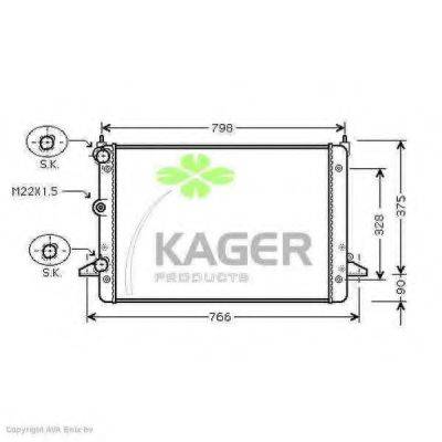 KAGER 313166 Радиатор охлаждения двигателя