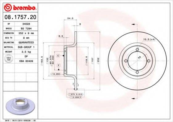 Тормозной диск BRECO BS 7294