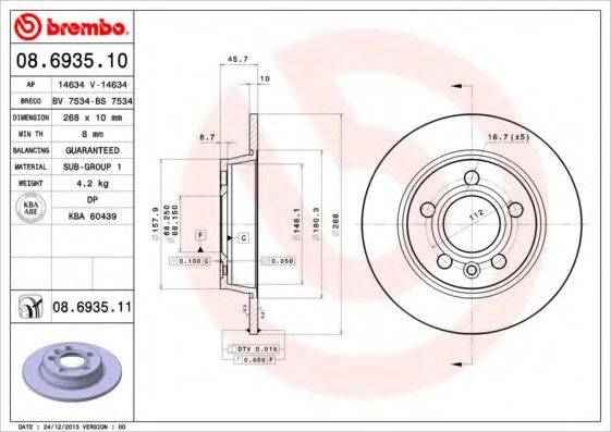 BRECO BS7534 Тормозной диск