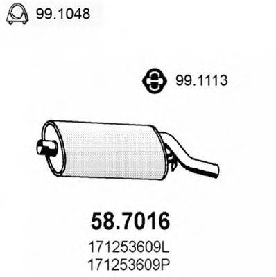 Глушник вихлопних газів кінцевий ASSO 58.7016