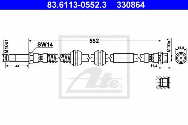 Тормозной шланг ATE 83.6113-0552.3