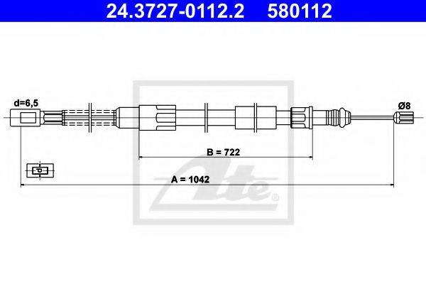 Трос, стояночная тормозная система ATE 24.3727-0112.2