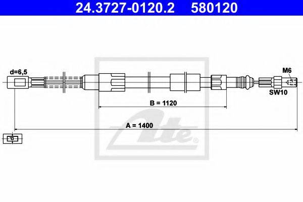 Трос, стояночная тормозная система ATE 24.3727-0120.2