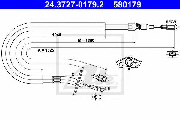 Трос, стояночная тормозная система ATE 24.3727-0179.2