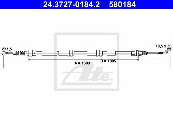 Трос, стояночная тормозная система ATE 24.3727-0184.2
