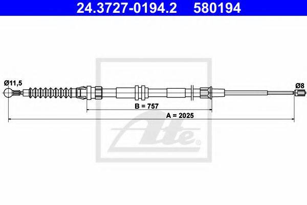 Трос, стояночная тормозная система ATE 24.3727-0194.2