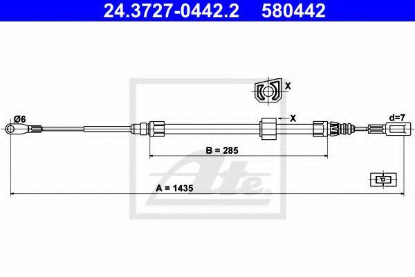 Трос, стояночная тормозная система ATE 24.3727-0442.2