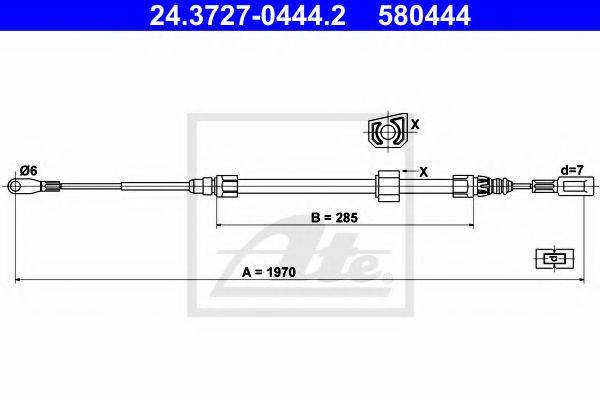 Трос, стояночная тормозная система ATE 24.3727-0444.2