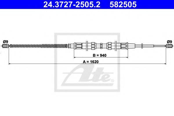 Трос, стояночная тормозная система ATE 24.3727-2505.2