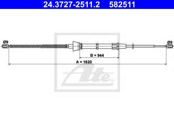Трос, стояночная тормозная система ATE 24.3727-2511.2