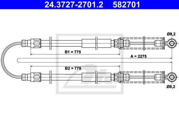 Трос, стоянкова гальмівна система ATE 24.3727-2701.2
