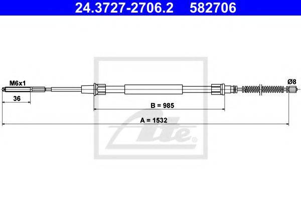 Трос, стояночная тормозная система ATE 24.3727-2706.2