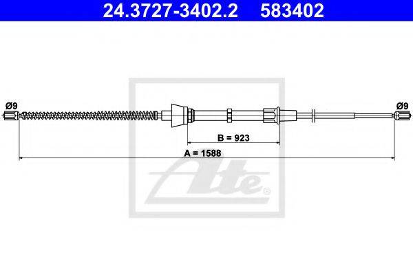 Трос, стояночная тормозная система ATE 24.3727-3402.2