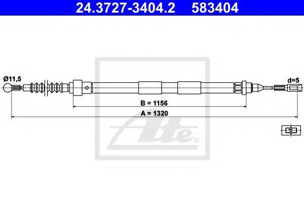Трос, стояночная тормозная система ATE 24.3727-3404.2