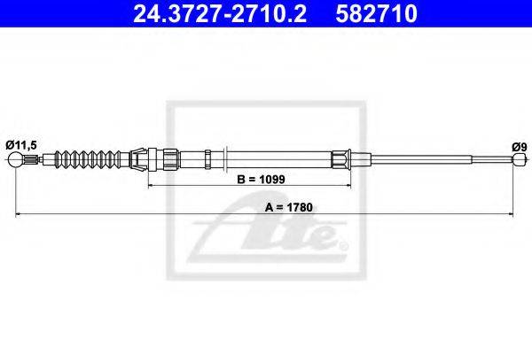 Трос, стояночная тормозная система ATE 24.3727-2710.2