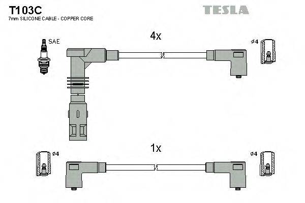 Комплект проводов зажигания TESLA T103C