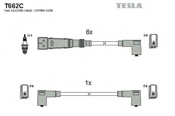 Комплект проводов зажигания TESLA T662C