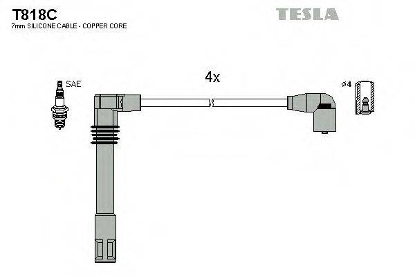 Комплект проводов зажигания TESLA T818C