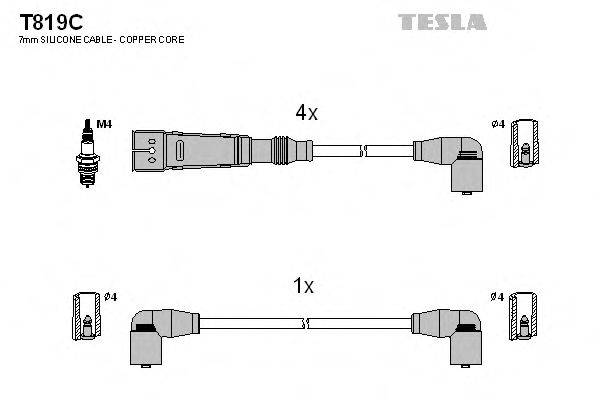 Комплект проводов зажигания TESLA T819C