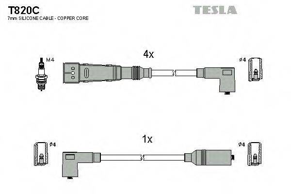 Комплект проводов зажигания TESLA T820C