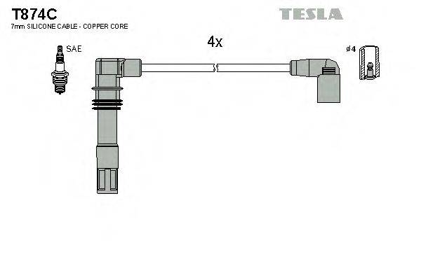Комплект проводов зажигания TESLA T874C