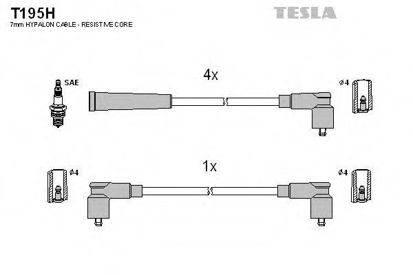 Комплект проводов зажигания TESLA T195H