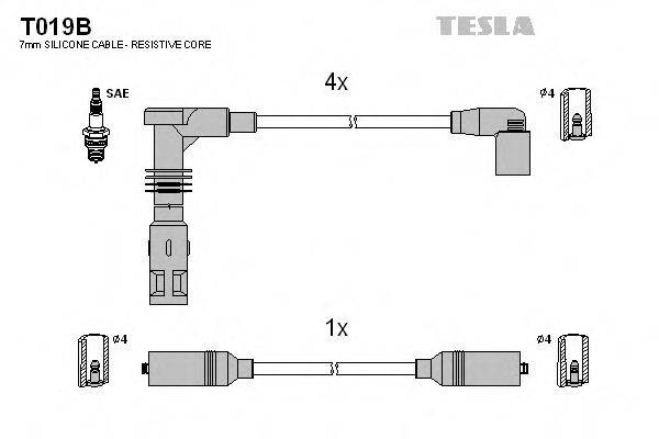Комплект проводов зажигания TESLA T019B