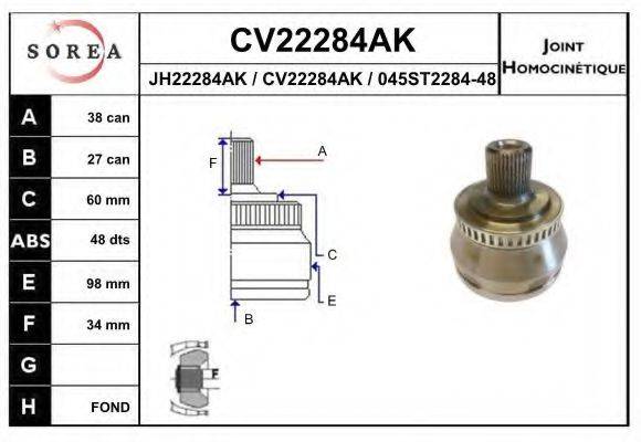 Шарнірний комплект, приводний вал EAI CV22284AK