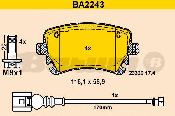 BARUM BA2243 Комплект гальмівних колодок, дискове гальмо