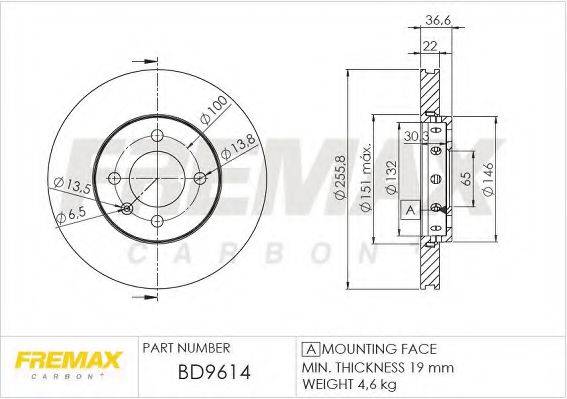 Тормозной диск FREMAX BD-9614