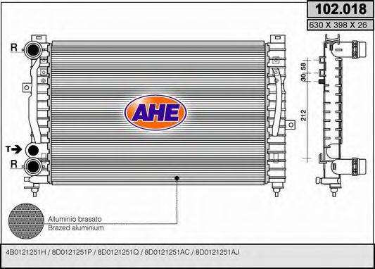 Радиатор охлаждения двигателя AHE 102.018