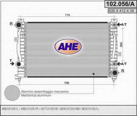 Радиатор охлаждения двигателя AHE 102.056/A