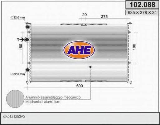 AHE 102088 Радиатор охлаждения двигателя