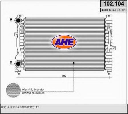 Радиатор охлаждения двигателя AHE 102.104