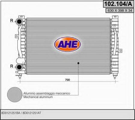 Радиатор охлаждения двигателя AHE 102.104/A